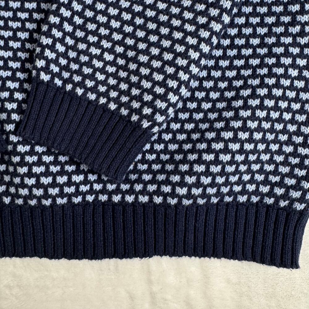 Madison Grey Navy Patterned Knit Sweater Henley Cotton Pullover women’s XL - Picture 5 of 8